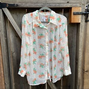 Denim & Co Floral Button Up